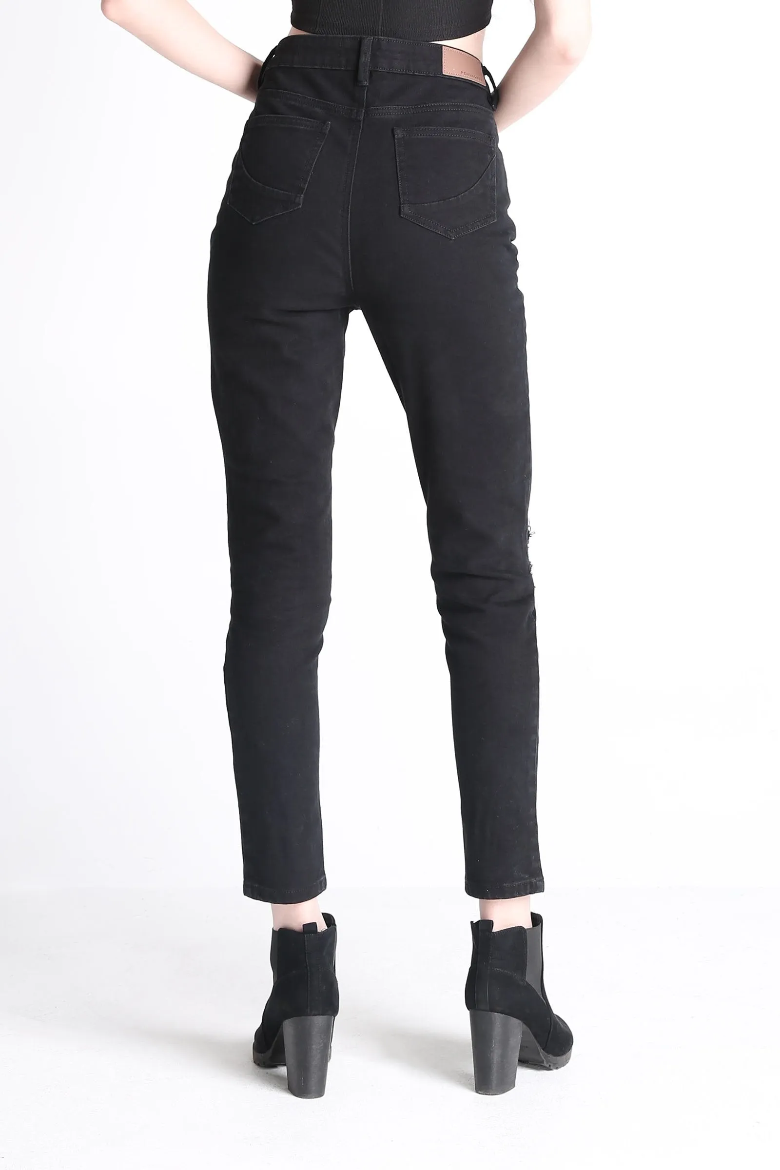 Super High Waist Jeans With Ripped Detail